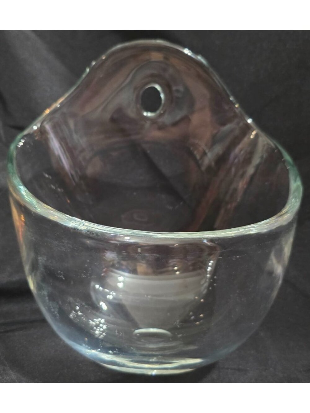 Krosno Poland salad mixing SERVING BOWL with Hole slanted angled clear glass 8"h